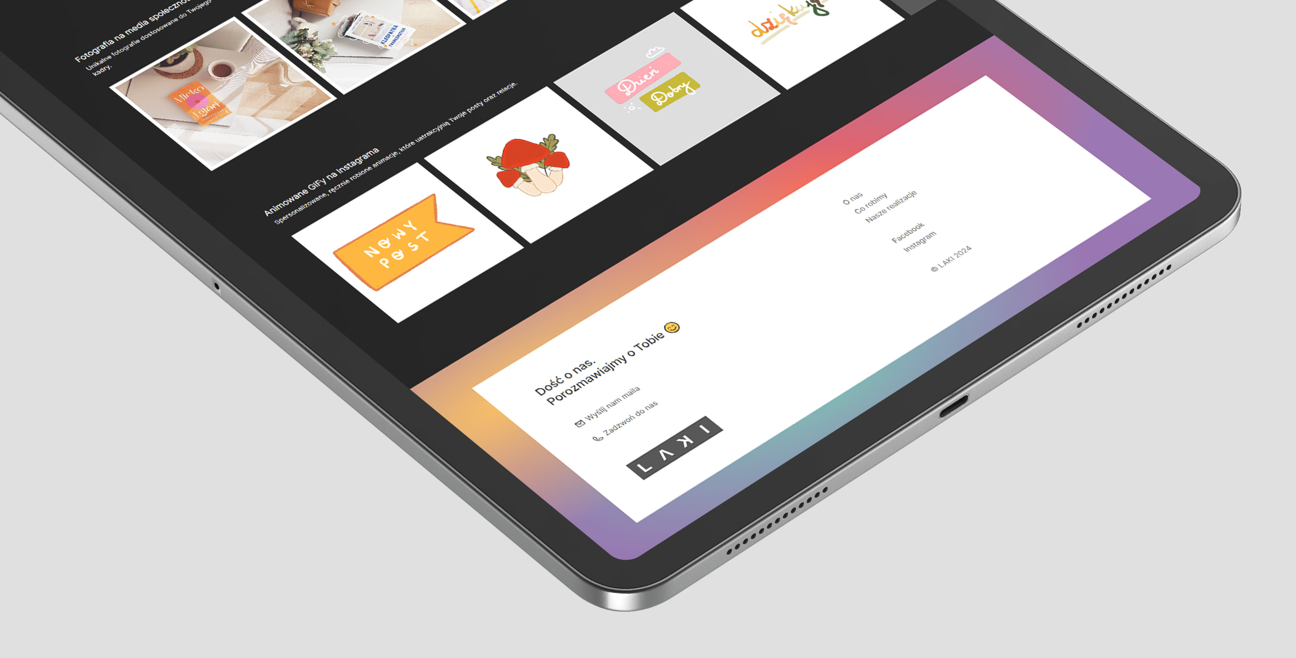 Obrazek z portfolio prac z mediów społecznościowych wraz ze stopką