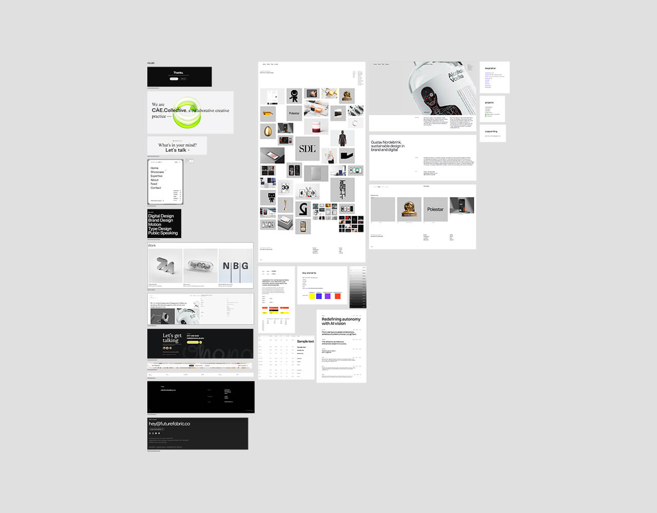 Obrazek z moodboard z inspiracjami wizualnymi, paletą kolorów oraz typografią