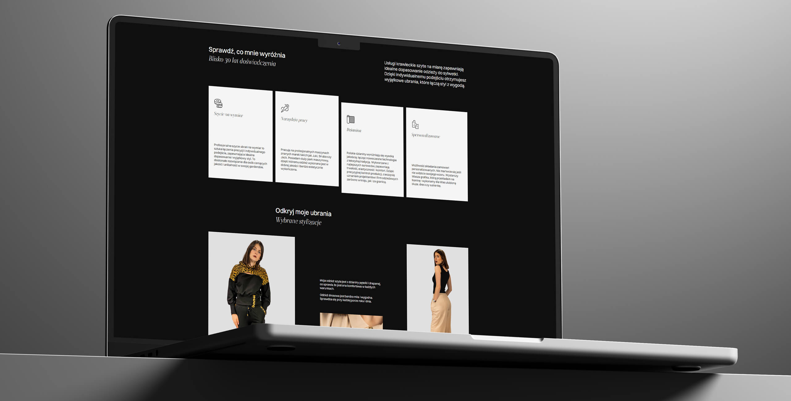 Obrazek z sekcją z wyróżnionymi cechami firmy oraz jej usługami