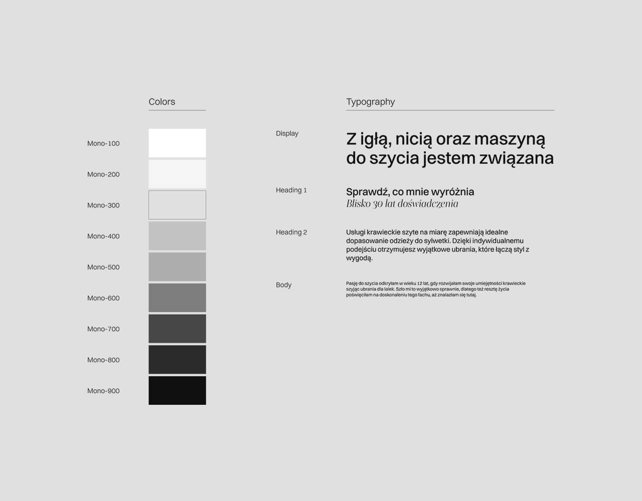 Obrazek z paletą kolorów i typografią